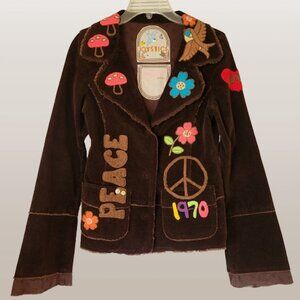 Johnny Was Joystick 70's Peace Brown Retro Corduroy Embroidered Jacket - Size M